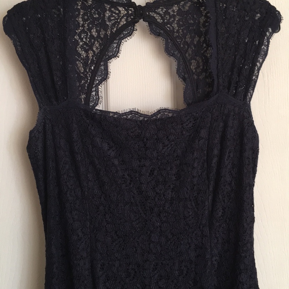 Adrianna Papell navy lace gown